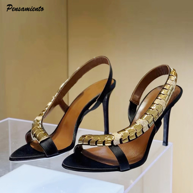 Women'S Fashion Q - Luksusowe sandały gladiatorki damskie z satyny,