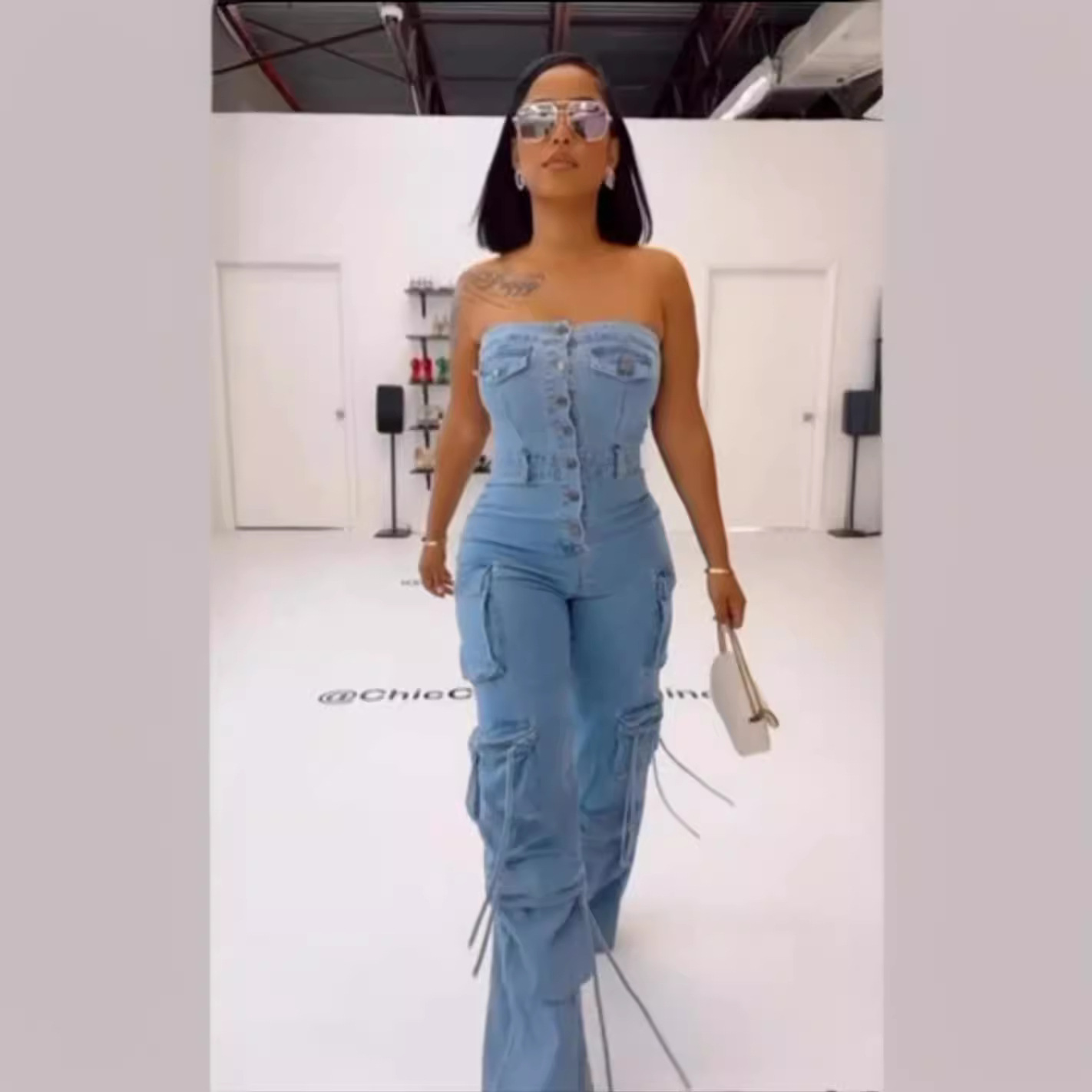Mom Jeans Women - Kombinezony damskie bez ramiączek jednoczęściowy kombinezon