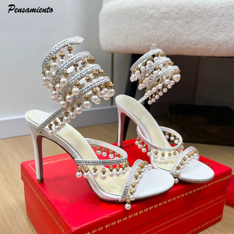 Women'S Fashion Q - Luksusowe sandały gladiatorki damskie z dżetami,