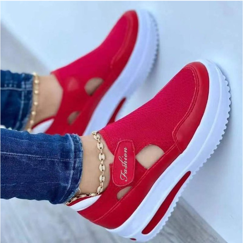 Women'S Fashion Tennis Shoes - Nowe czerwone damskie sneakersy 2026, przewiewne