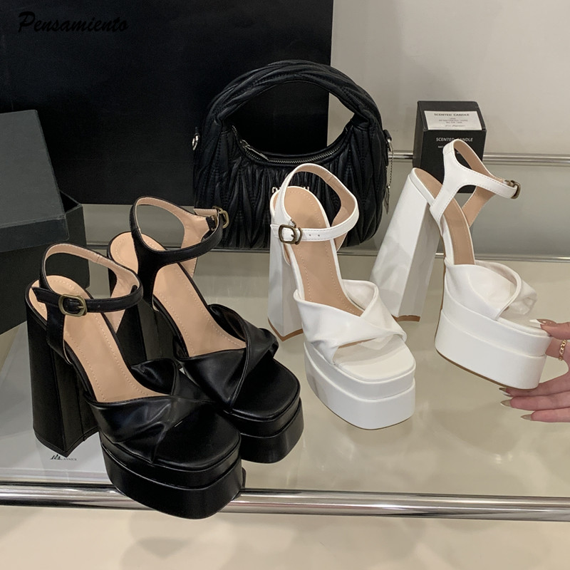Women'S Fashion Q - Sandały damskie gladiatorki na koturnie z