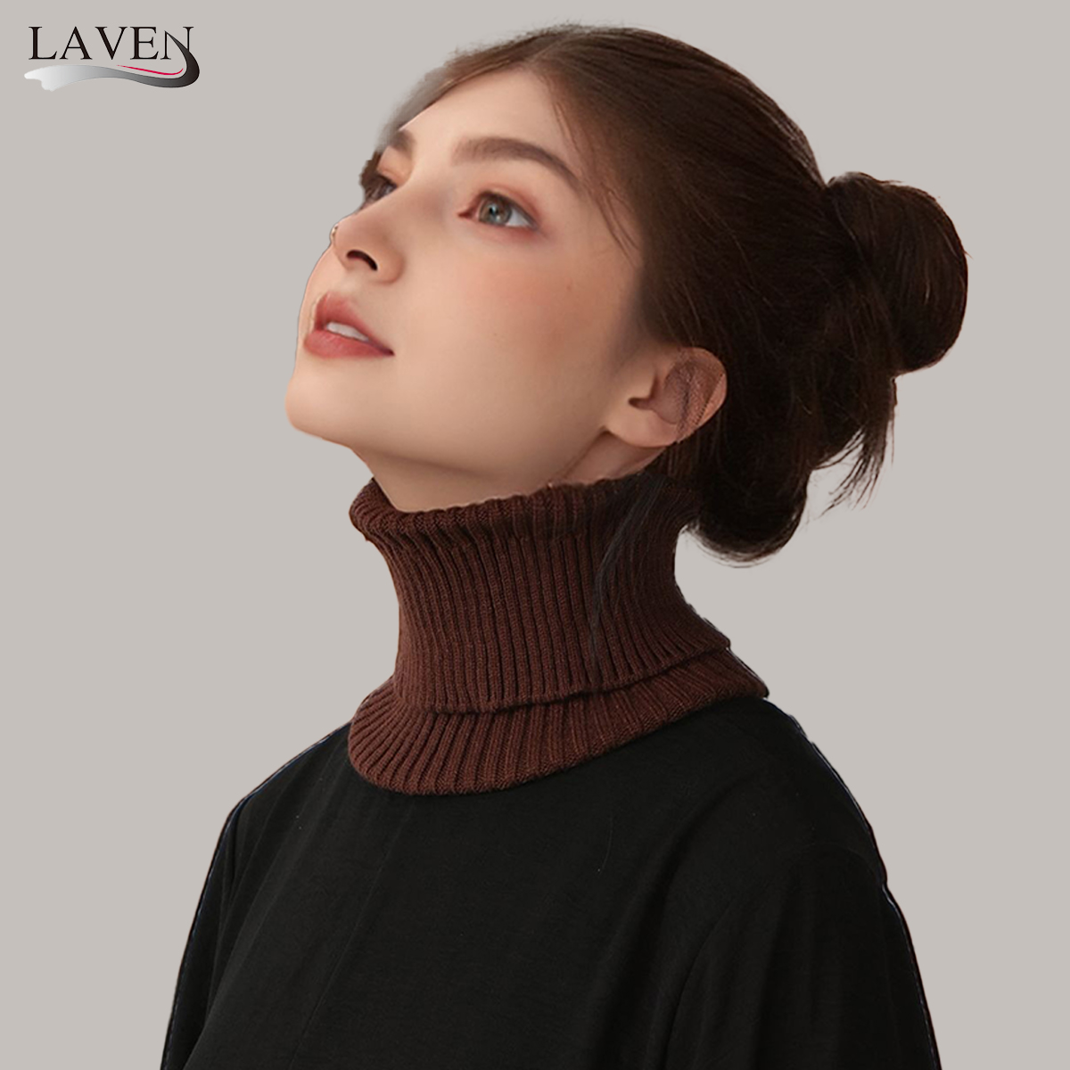 Turtleneck Bodysuit - Modny dziergany sztuczny kołnierz jesienno-zimowy, jednolity