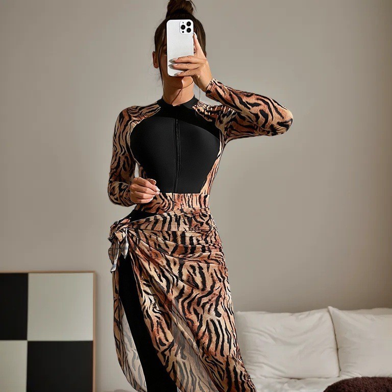 Printed Wrap Skirt - 2026 Skromny muzułmański burkini 2-częściowy strój