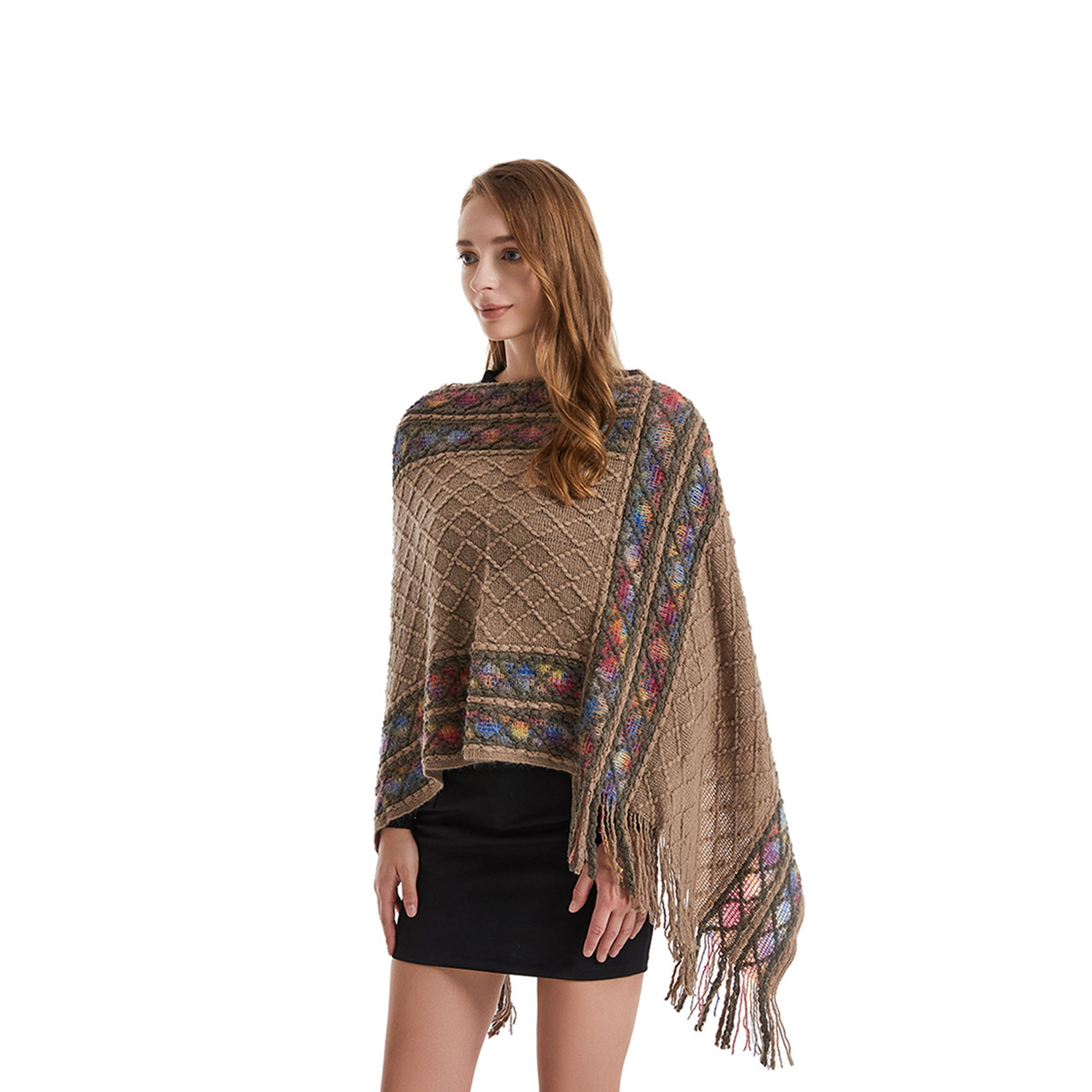 Women'S Fashion Poncho - Kobiety Wiosna Jesień Ponczo Unikalny Vintage