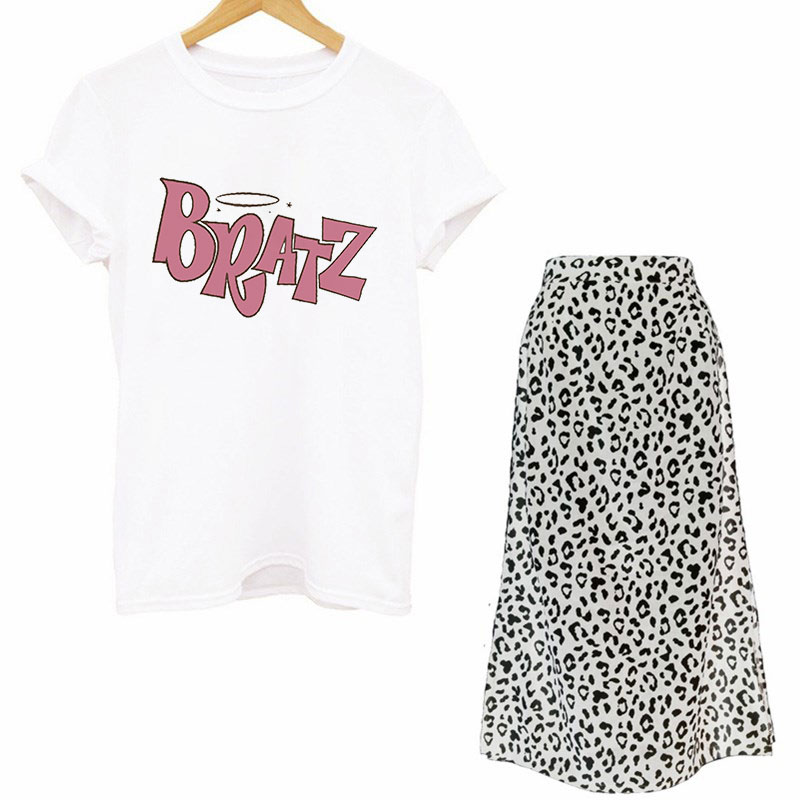 Printed Wrap Skirt - Damski zestaw dwuczęściowy Street Goth Bratz