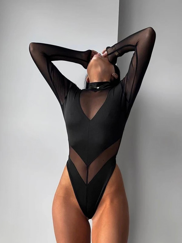 Seksowne damskie body z siatec – Turtleneck Bodysuit recenzja i cena