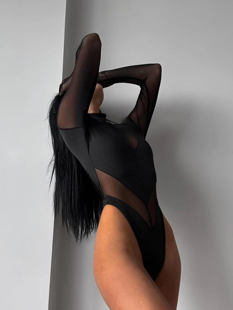 Seksowne damskie body z siatec – Turtleneck Bodysuit recenzja i cena