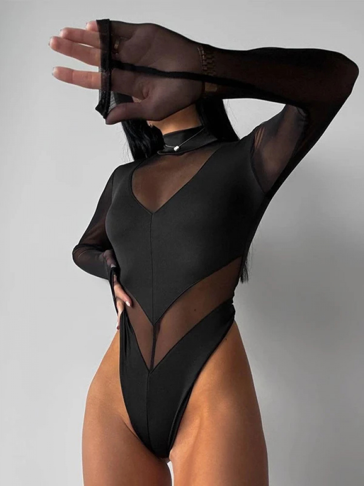 Seksowne damskie body z siatec – Turtleneck Bodysuit recenzja i cena