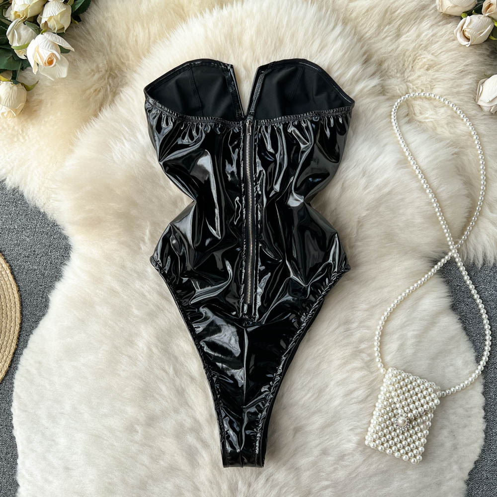 PU skórzane seksowne body dams – Turtleneck Bodysuit recenzja i cena