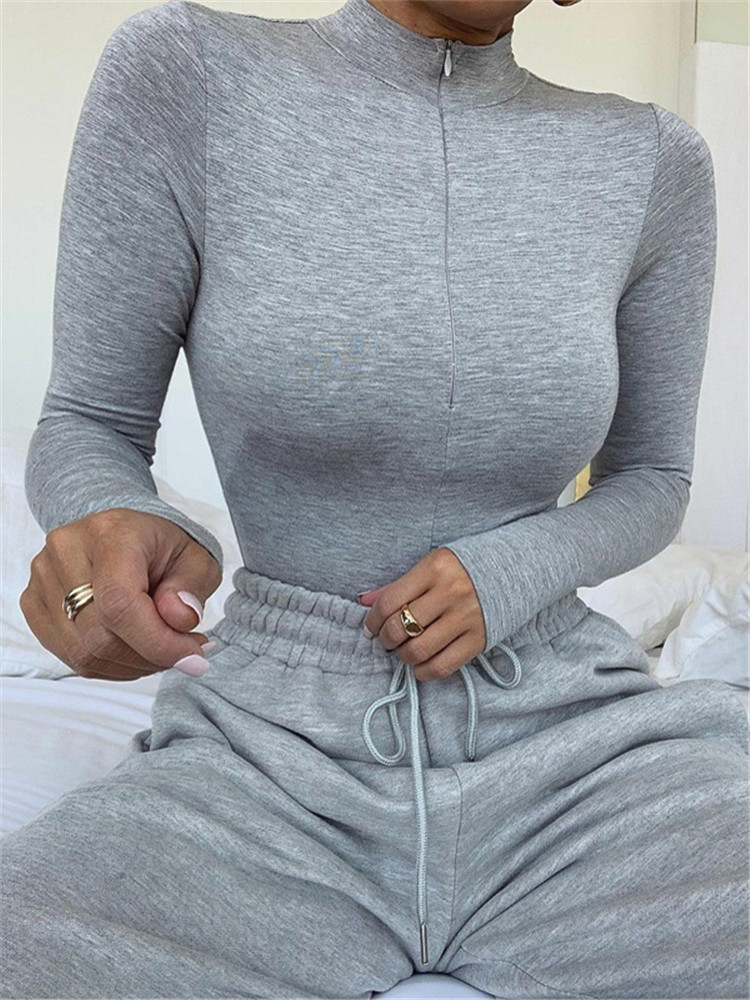 Shestyle Solid Zipper Bodycon  – Turtleneck Bodysuit recenzja i cena