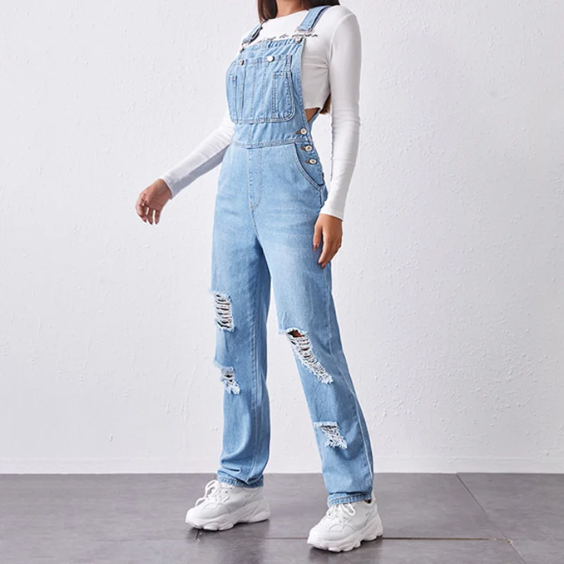 Blue Denim Jumpsuit Overalls R – Mom Jeans Women recenzja i cena