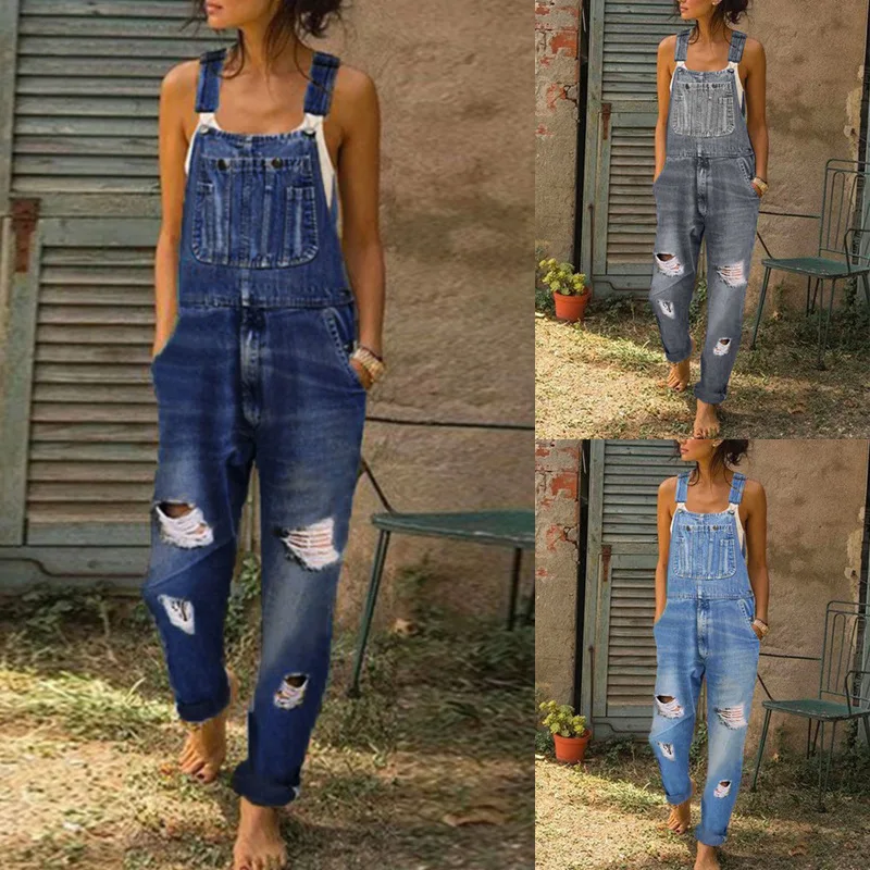 Blue Denim Jumpsuit Overalls R – Mom Jeans Women recenzja i cena