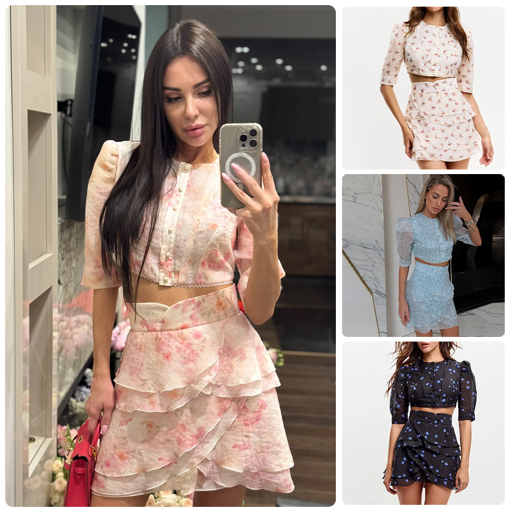 Komplet z kwiatowym nadrukiem: – Printed Wrap Skirt recenzja i cena