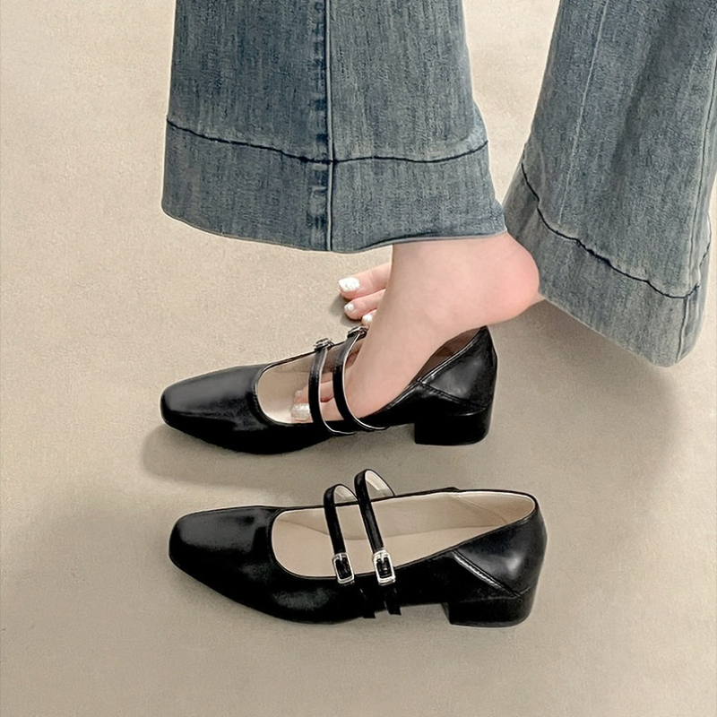 Kwadratowe noski, niski obcas, – Fashion Women Belt recenzja i cena