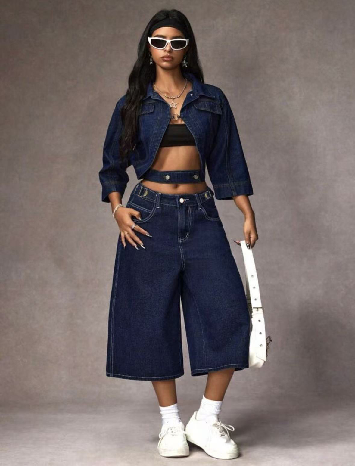 Retro ciemnoniebieskie dżinsy  – Mom Jeans Women recenzja i cena