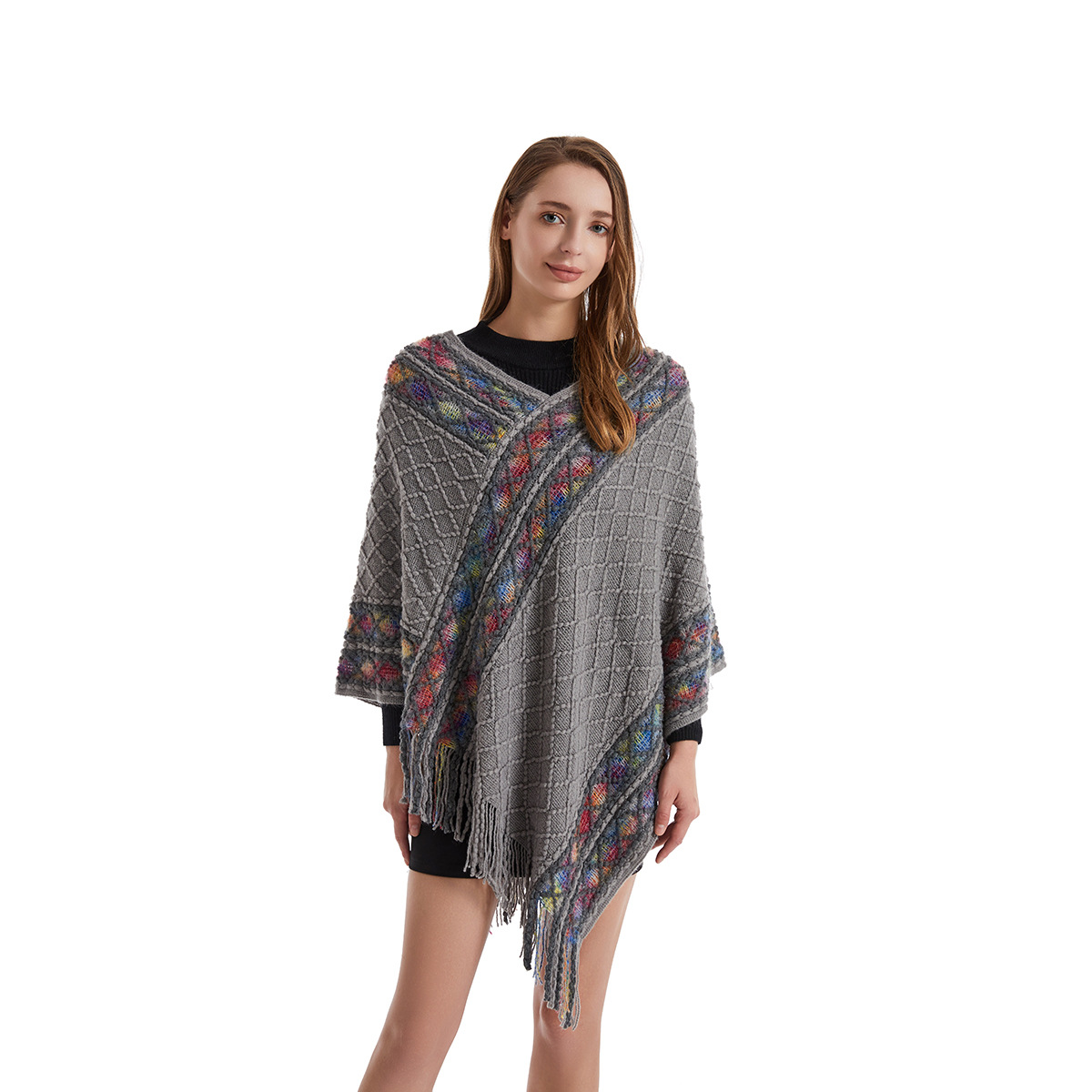 Kobiety Wiosna Jesień Ponczo U – Women'S Fashion Poncho recenzja i cena