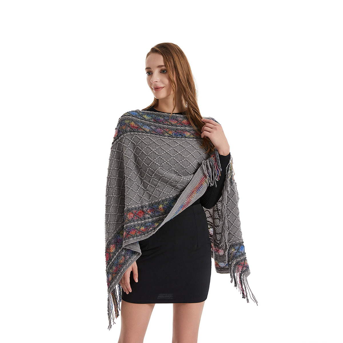 Kobiety Wiosna Jesień Ponczo U – Women'S Fashion Poncho recenzja i cena